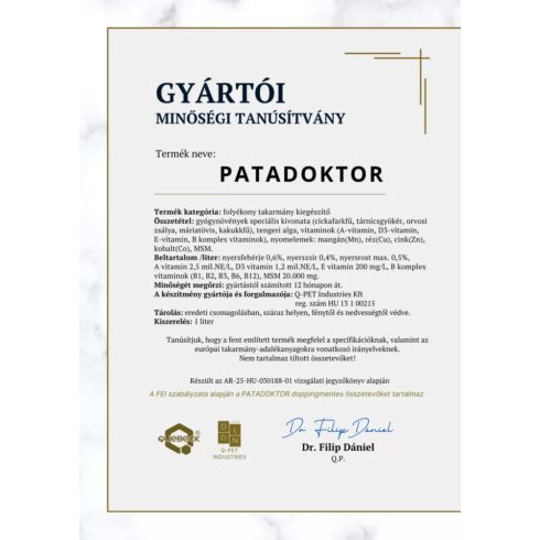 PATADOKTOR – gyógynövény alapú szarutámogató kiegészítő 