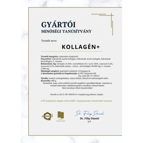 KOLLAGÉN+ – komplex kollagén-kiegészítő lovak számára, 800 gramm 