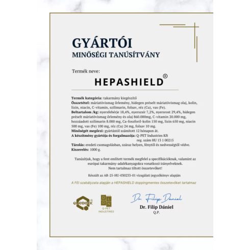 HEPASHIELD – májvédő és méregtelenítő, 1000 gramm
