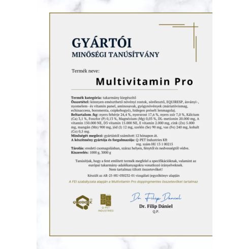 MULTIVITAMIN PRO – professzionális multivitamin, 1000 gramm 