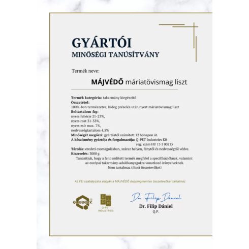 Májvédő – 100% természetes májvédő máriatövismag liszt, 3000 gramm 